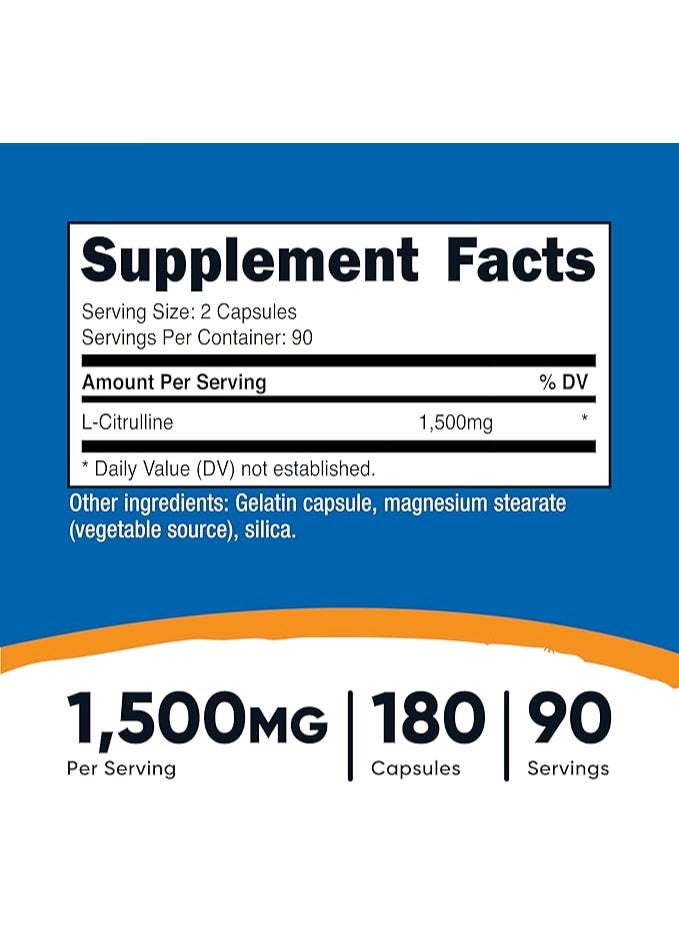 Nutricost, L- Citrulline, 180 Capsules (750 mg per Capsule) - Image 5